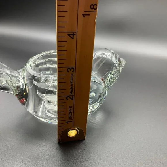 Vintage Clear Glass Bird Figurine Candle Holder Votive Tea Light Paperweight - Picture 8 of 11